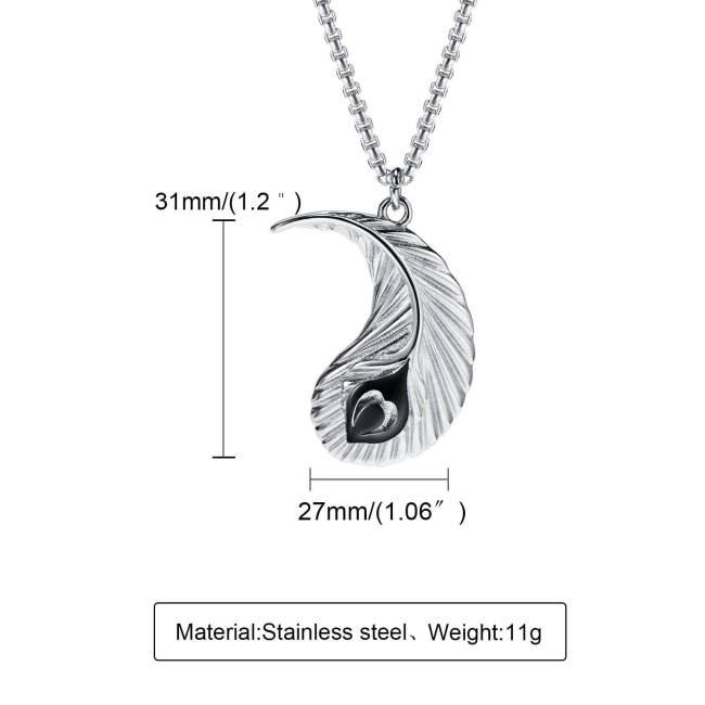 Wholesale Stainless Steel Yin Yang Feather Puzzle Pendant