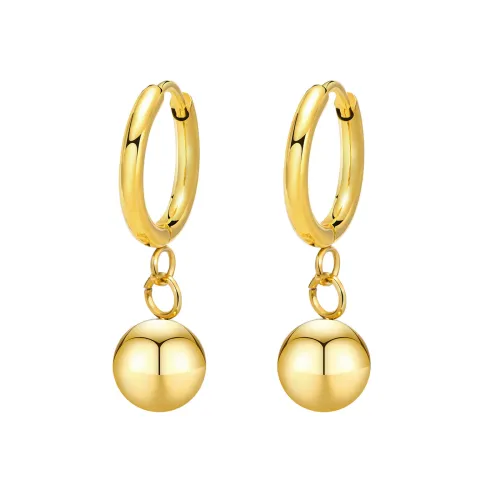 Wholesale Stainless Steel 8mm Ball Dangle Hoop Earrings