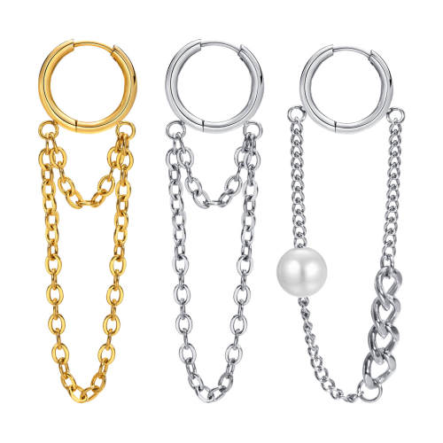Wholesale Stainless Steel Chain Drop Hoop Earrings
