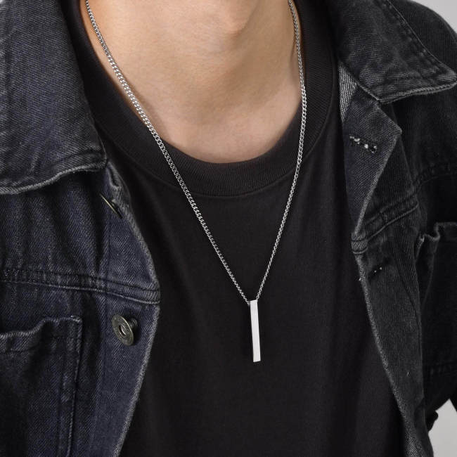 Wholesale Stainless Steel Engraved Vertical Bar Necklace for Men
