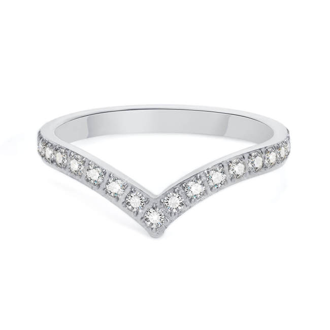 Wholesale Stainless Steel V Shape CZ Stackable Ring