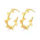 Wholesale Stainless Steel Leaf Design Hoop Earrings