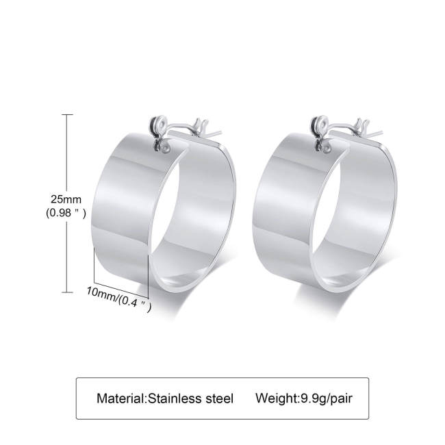 Wholesale Stainless Steel Wide Huggie Hoop Earrings