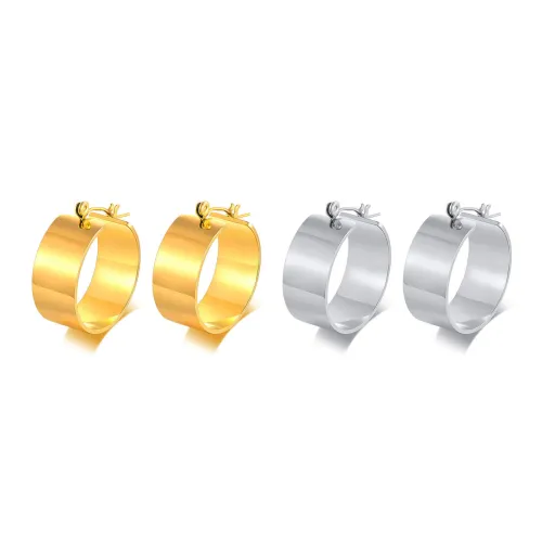 Wholesale Stainless Steel Wide Huggie Hoop Earrings