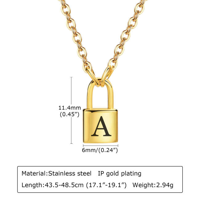Wholesale Stainless Steel Initial Padlock Necklace