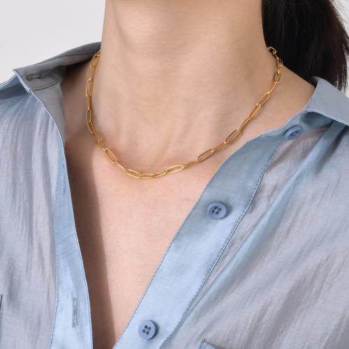 Wholesale Stainless Steel Paperclip Chain Clavicle Necklace