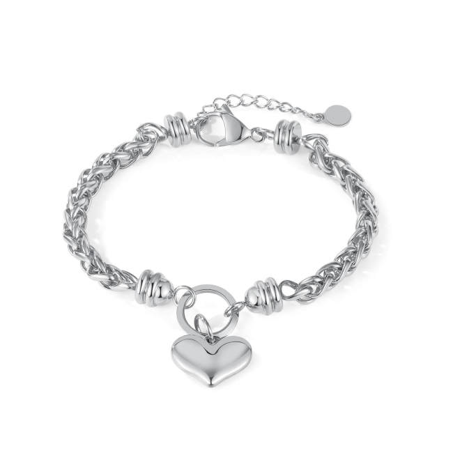 Wholesale Stainless Steel Foxtail Chain bracelet with Heart