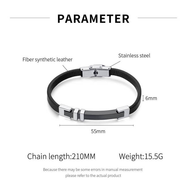 Wholesale Mens Leather Bracelet with Stainless Steel Beads