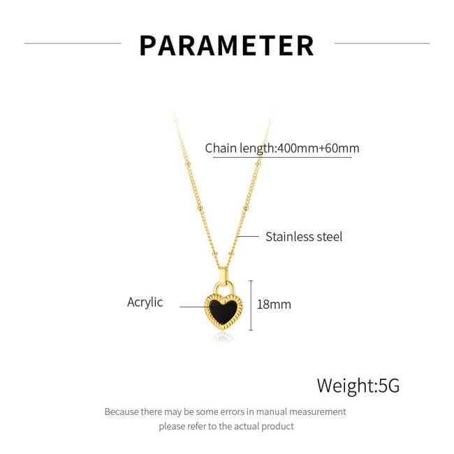 Wholesale Stainless Steel Acrylic Heart Padlock Necklace