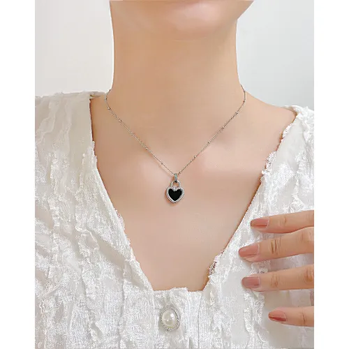 Wholesale Stainless Steel Acrylic Heart Padlock Necklace
