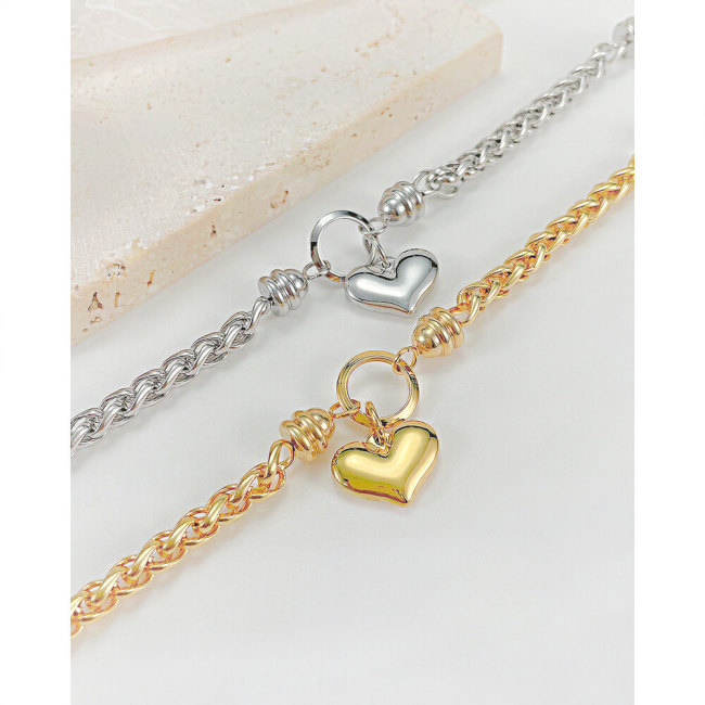 Wholesale Stainless Steel Foxtail Chain bracelet with Heart