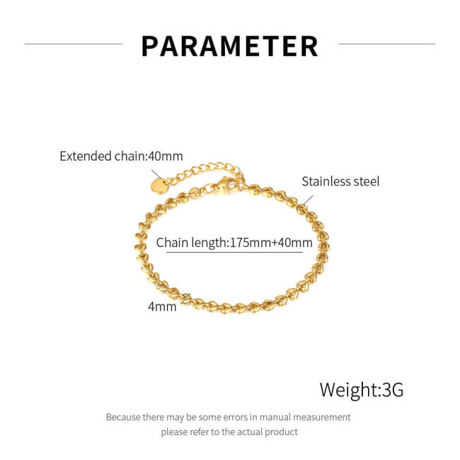 Wholesale Stainless Steel Heart Chain Bracelet