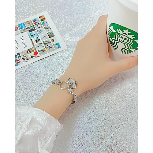 Wholesale Stainless Steel Foxtail Chain bracelet with Heart