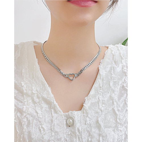 Wholesale Stainless Steel Heart Curb Chain Necklace