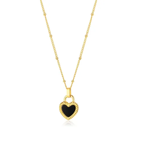 Wholesale Stainless Steel Acrylic Heart Padlock Necklace