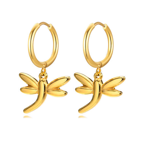 Wholesale Stainless Steel Dragonfly Hoop Earrings