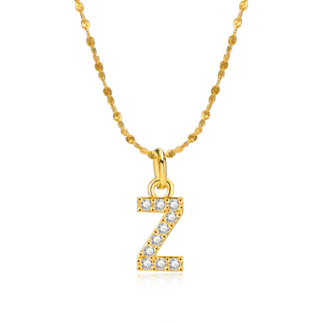 Wholesale Copper A Z Initial Lettter Pendant Necklaces