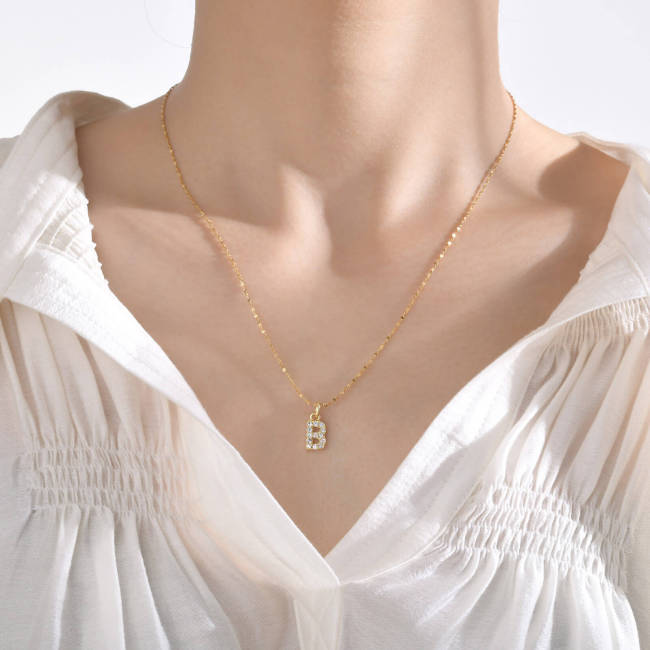 Wholesale Copper A Z Initial Lettter Pendant Necklaces