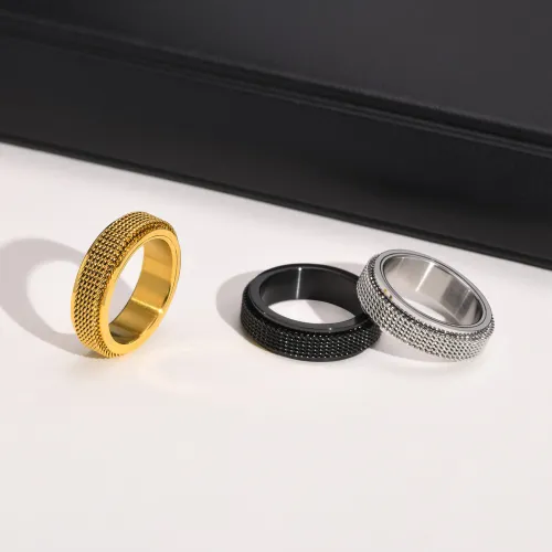 Wholesale Stainless Steel Mens Mesh Spinner Ring