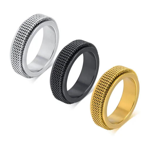 Wholesale Stainless Steel Mens Mesh Spinner Ring