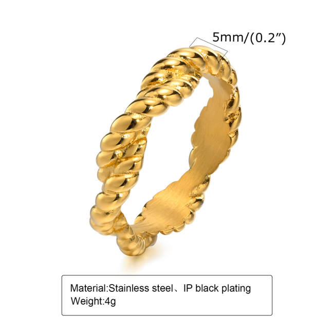 Wholesale Stainless Steel Gold Twisted Ring