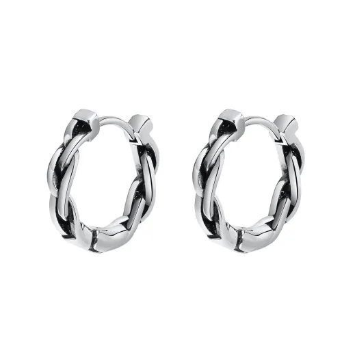 Wholesale Stainless Steel Punk Braided Huggie Earrings