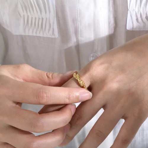 Wholesale Stainless Steel Gold Twisted Ring