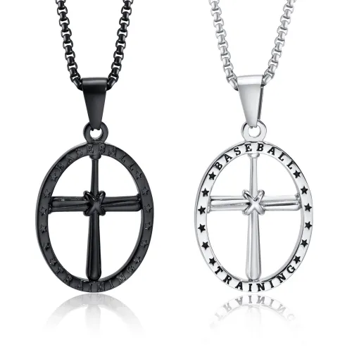 Wholesale Stainless Steel Baseball Cross Pendant