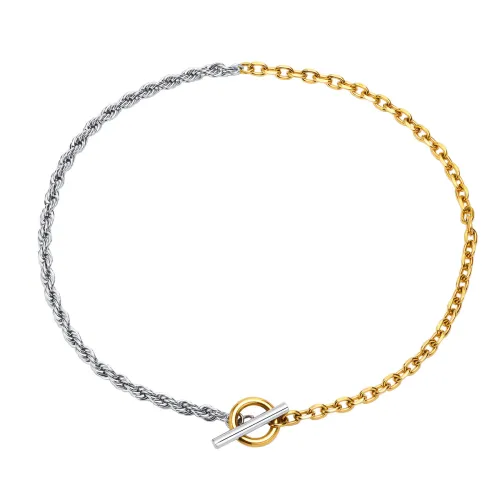 Wholesale Stainless Steel Half Braided Chain Necklace