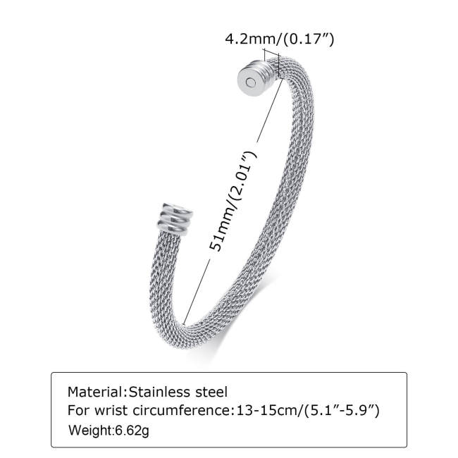 Wholesale Stainless Steel Mesh Open Bangle