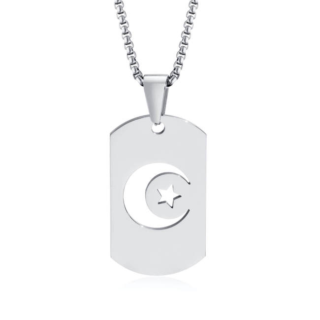 Wholesale Stainless Steel Star & Moon Dog Tag Pendant