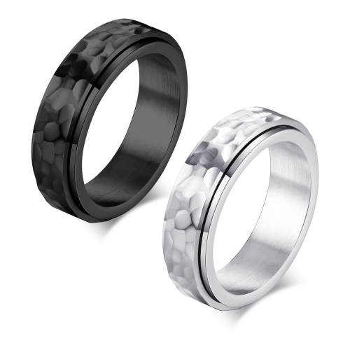Wholesale Stainless Steel Hammered Spinner Band Ring
