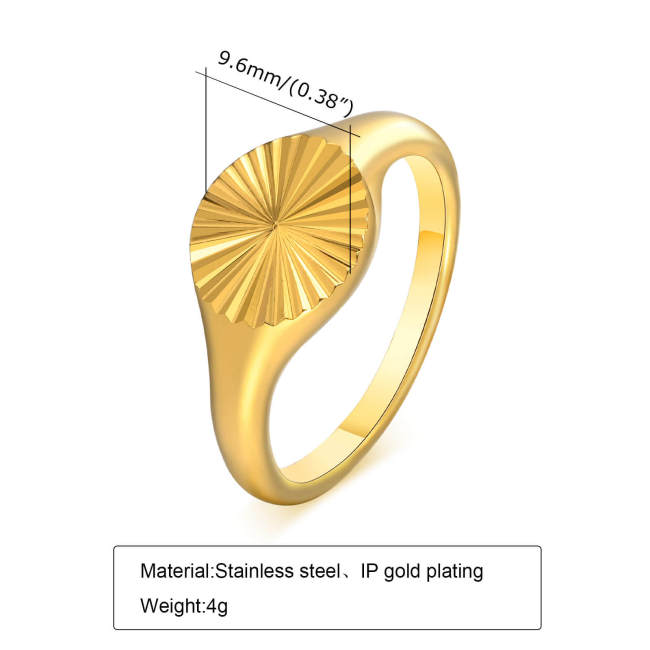 Wholesale Stainless Steel Women Pleated Signet Ring