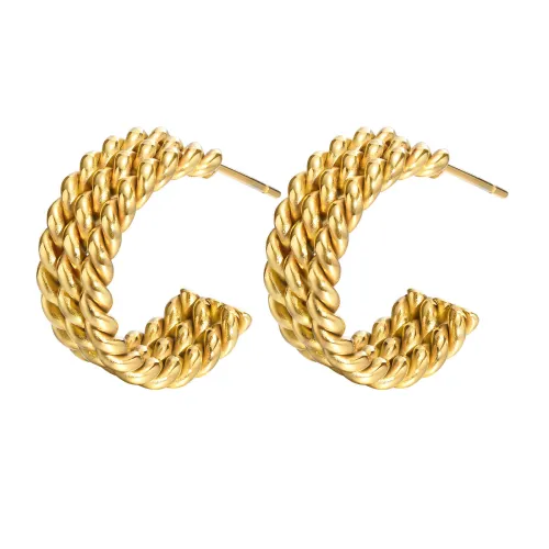 Wholesale Stainless Steel Triple Twist Hoop Earrings