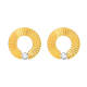 Wholesale Stainless Steel Pleated Stud Earrings with CZ