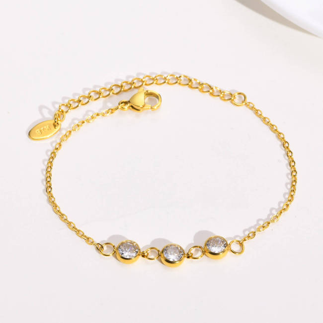 Wholesale Stainless Steel Women Chain Bracelet with CZ