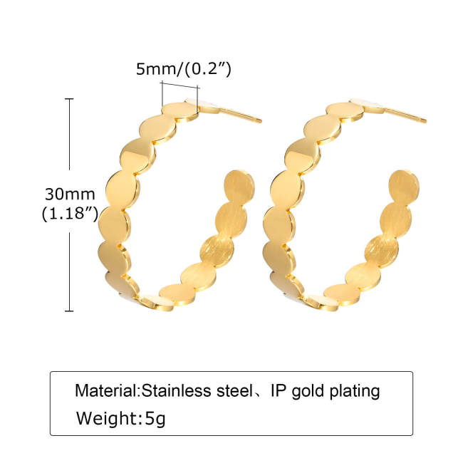 Wholesale Stainless Steel Circle Connection Hoop Earrings