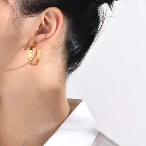 Wholesale Stainless Steel Circle Connection Hoop Earrings
