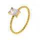 Wholesale Stainless Steel Thin Twist Ring with Square CZ