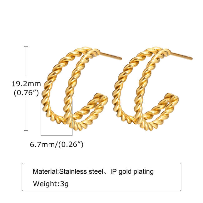 Wholesale Stainless Steel Double Layer Twist Earrings