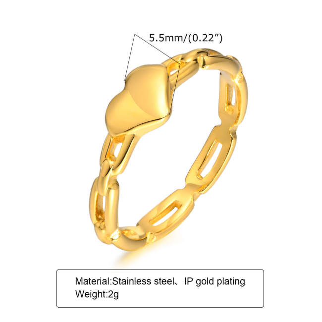 Wholesale Stainless Steel Link Chain Heart Ring