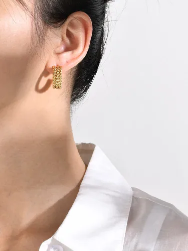 Wholesale Stainless Steel Triple Twist Hoop Earrings