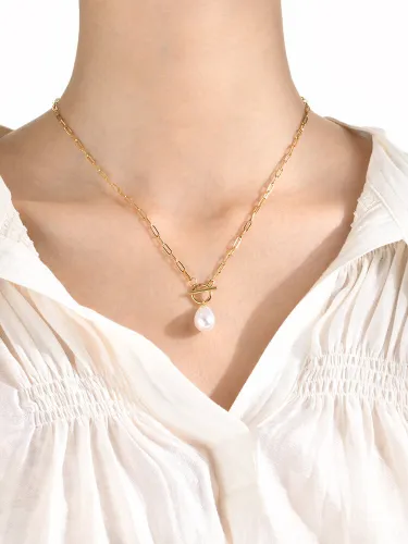 Wholesale Stainless Steel Paperclip Toggle Clasp Necklace