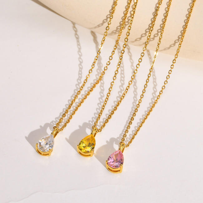 Wholesale Stainless Steel CZ Water Drop Pendant