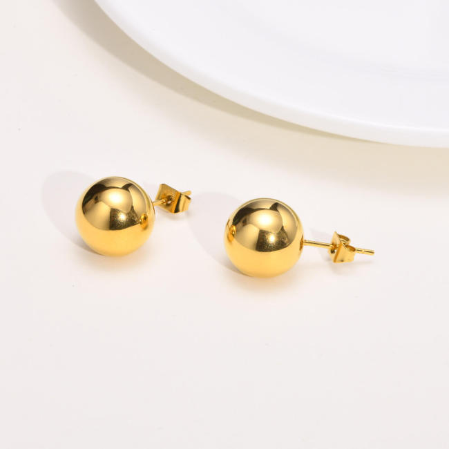 Wholesale Stainless Steel Gold Bead Stud Earring