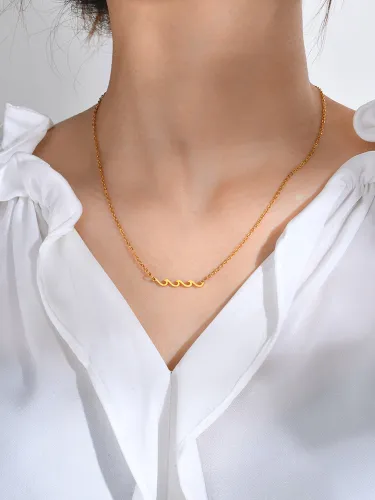 Wholesale Stainless Steel Wave Pendant Necklace