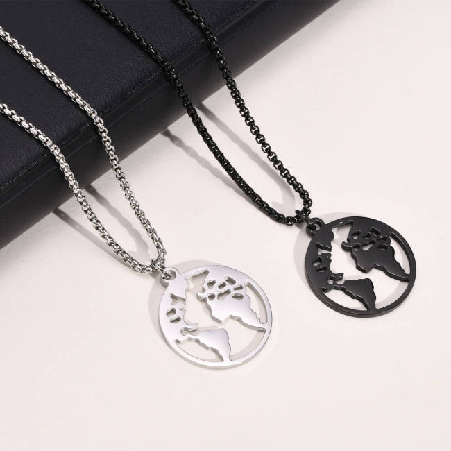 Wholesale Stainless Steel Mens Hollow Map Pendant
