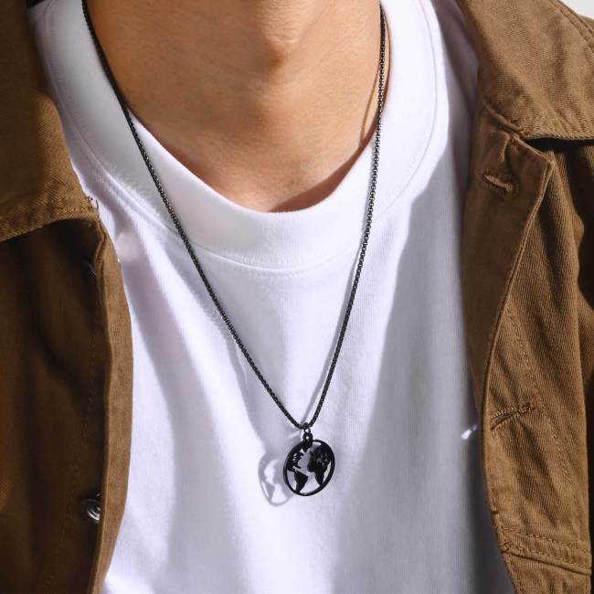 Wholesale Stainless Steel Mens Hollow Map Pendant