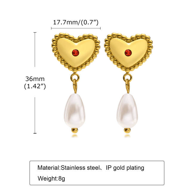Wholesale Stainless Steel Love Pearl Earrings