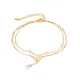 Wholesale Stainless Steel Double Layer Pearl Butterfly Anklet